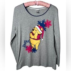 Disney Winnie the Pooh Christmas Long Sleeve Top Size Large